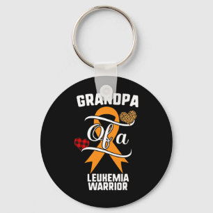 Grandpa Leukaemia Awareness Leopard Buffalo Plaid  Keychain