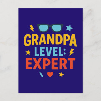 grandpa level expert (cartoon style) postcard