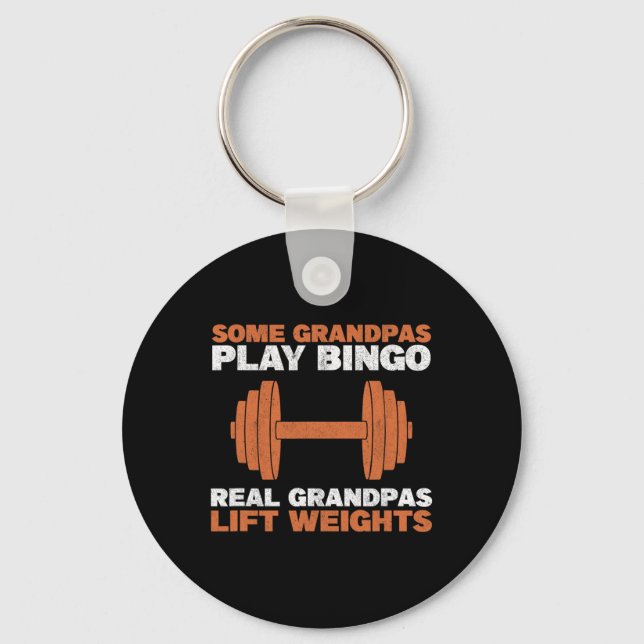 Grandpa Lift Weights Gym Workout Bodybuilding Weig Keychain (Front)