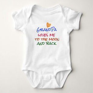 Grandpa Loves Me to the Moon and Back Quote Baby Bodysuit