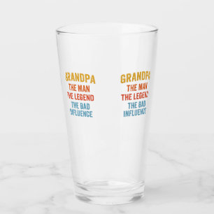 Grandpa Man Legend Bad Influence Illustration Glass