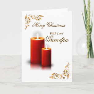 Grandpa / Merry Christmas - Red Candles / Flourish Holiday Card
