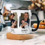 Grandpa Milestones Photos & Years Custom Text Gift Mug<br><div class="desc">This heartwarming custom photo gift mug for grandfathers beautifully captures the generational journey of love and family with a touching progression from boyfriend to fiancé, husband, dad, and grandpa. Featuring a white background with a bold black handle and rim for contrast, each stage is represented through a personalized photo framed...</div>