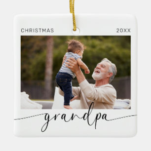 Grandpa Modern Christmas Keepsake  Ceramic Ornament