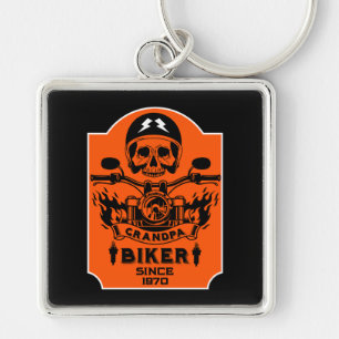 Grandpa Motorbike Rider Keychain