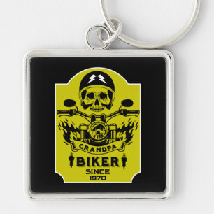 Grandpa Motorbike Rider Keychain