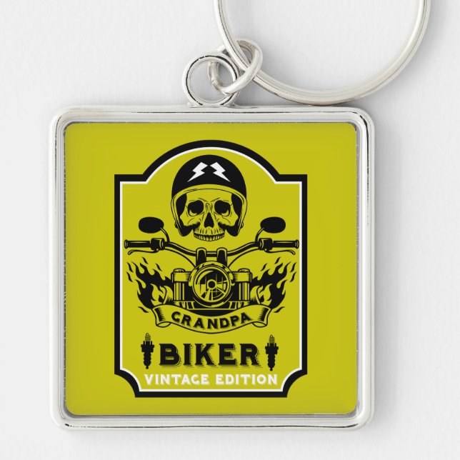 Grandpa Motorbike Rider Keychain (Front)