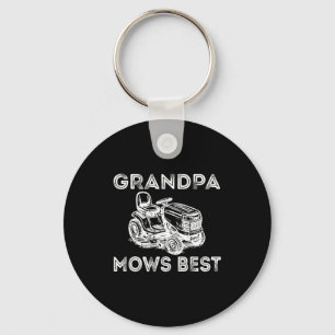Grandpa Mows Funny Lawn Mower Father's Day Papa Keychain