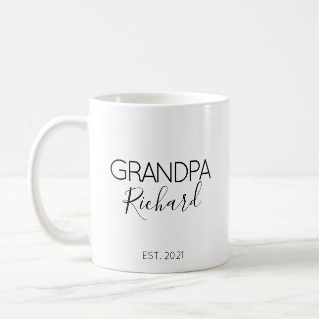 Grandpa Name Pregnancy Announcement Gift Coffee Mug (Left)