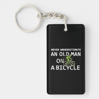 Grandpa Never Underestimate Old Man Bicycle Bike Keychain