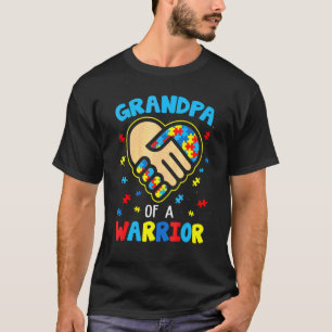 Grandpa Of A Warrior Autism Awareness Month Puzzle T-Shirt