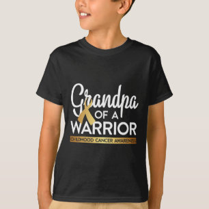 Grandpa Of A Warrior Childhood Cancer  Gold Ribbon T-Shirt