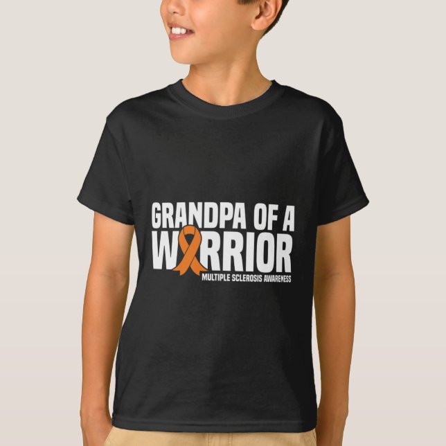 Grandpa Of A Warrior Ms Multiple Sclerosis Awarene T-Shirt (Front)