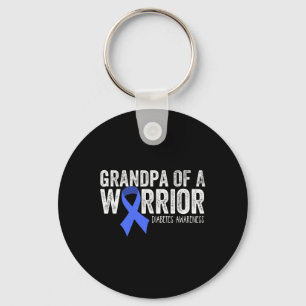 Grandpa of a Warrior T1D Diabetic Blue Ribbon Supp Keychain