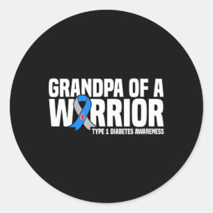 Grandpa Of A Warrior Type 1 Diabetes Awareness Classic Round Sticker