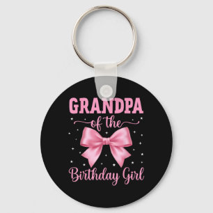 Grandpa of Birthday Girl Coquette Bow Party Family Keychain