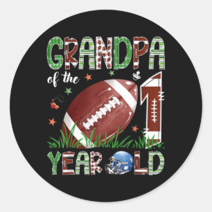 Grandpa Of The 1 Year Old Football 1st Birthday Classic Round Sticker