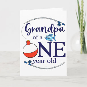 Grandpa Of The Big One Fishing Boy First Birthday Card
