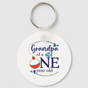 Grandpa Of The Big One Fishing Boy First Birthday Keychain