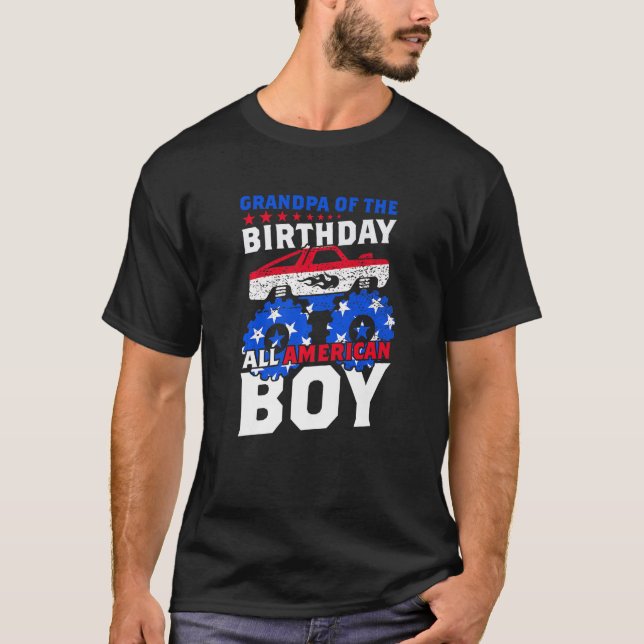 Grandpa Of The Birthday All American Boy Monster T T-Shirt (Front)