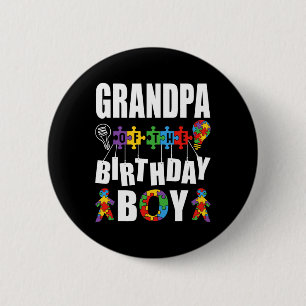 Grandpa Of The Birthday Boy Autism Awareness Celeb 2 Inch Round Button