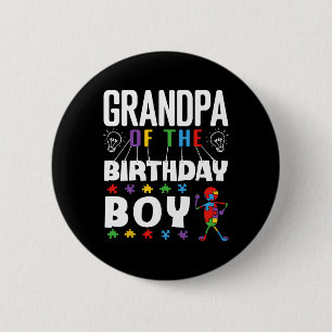 Grandpa Of The Birthday Boy Autism Awareness Puzzl 2 Inch Round Button