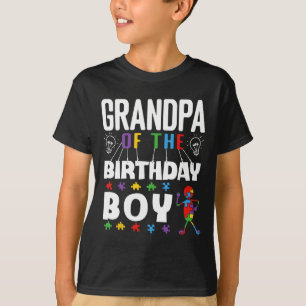 Grandpa Of The Birthday Boy Autism Awareness Puzzl T-Shirt