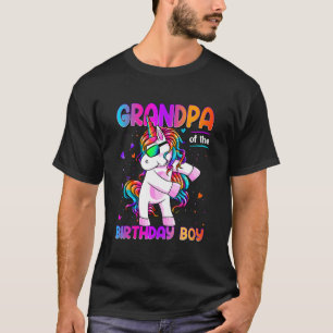 Grandpa of the Birthday Boy Dabbing Unicorn Party T-Shirt