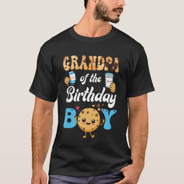 Grandpa Of The Birthday Boy Milk And Cookies 1st B T-Shirt (Front)