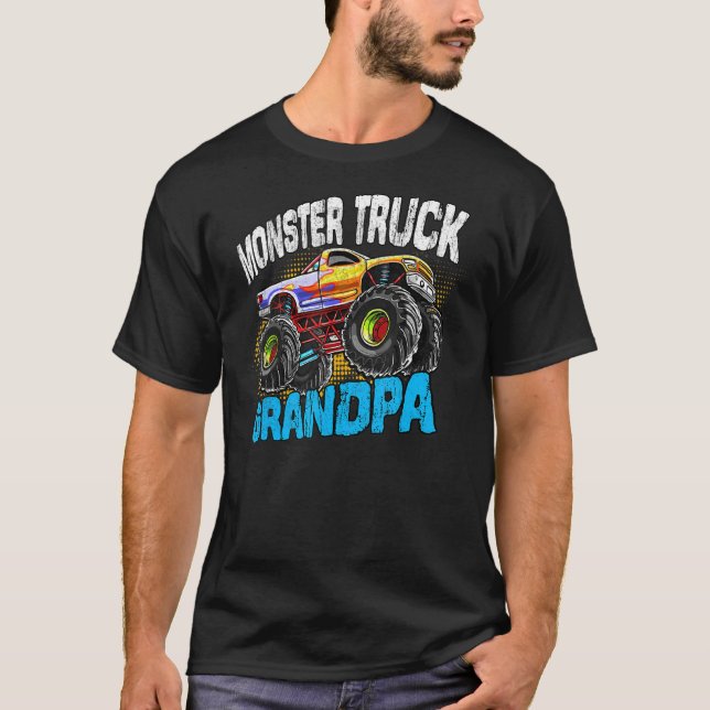 Grandpa Of The Birthday Boy Monster Truck Grandpa  T-Shirt (Front)