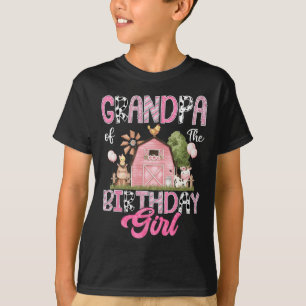 Grandpa Of The Birthday Girl Farm Cow Pink 1st Bir T-Shirt
