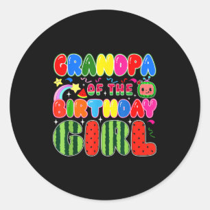 Grandpa Of The Birthday Girl Melon Family Matching Classic Round Sticker
