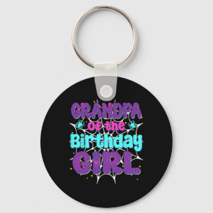 Grandpa Of The Birthday Girl Spider Web Family Par Keychain