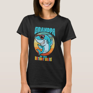 Grandpa of the Birthday Kid Shark Party Family Mat T-Shirt
