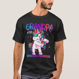 Grandpa Of The Birthday Princess Flossing Unicorn T-Shirt