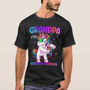 Grandpa Of The Birthday Princess Flossing Unicorn T-Shirt