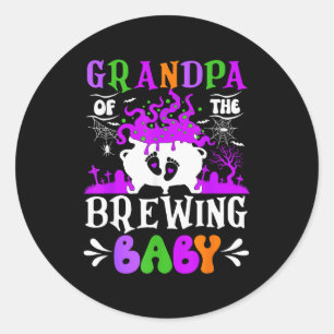 Grandpa Of The Brewing Baby Grandpa To Be Hallowee Classic Round Sticker