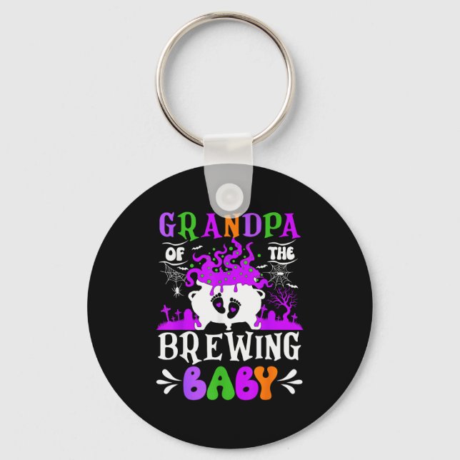 Grandpa Of The Brewing Baby Grandpa To Be Hallowee Keychain (Front)