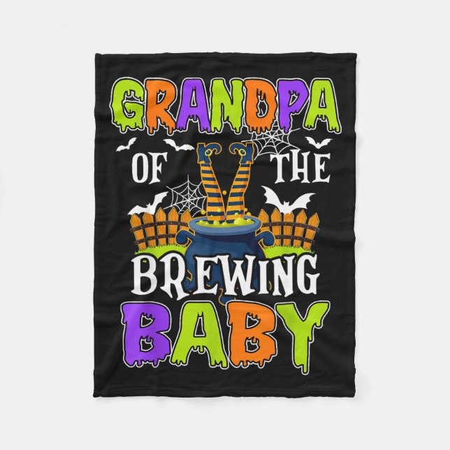 Grandpa Of The Brewing Baby Halloween Witch Baby F Fleece Blanket (Front)