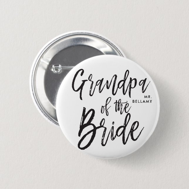 Grandpa of the Bride | Script Wedding 2 Inch Round Button (Front & Back)