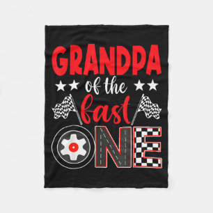 Grandpa Of The Fast One Birthday 1st Race Car Fami Fleece Blanket