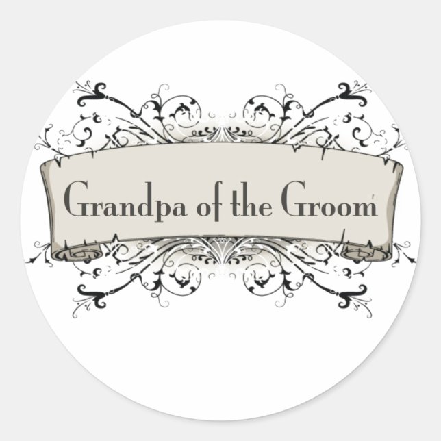 *Grandpa Of the Groom Classic Round Sticker (Front)