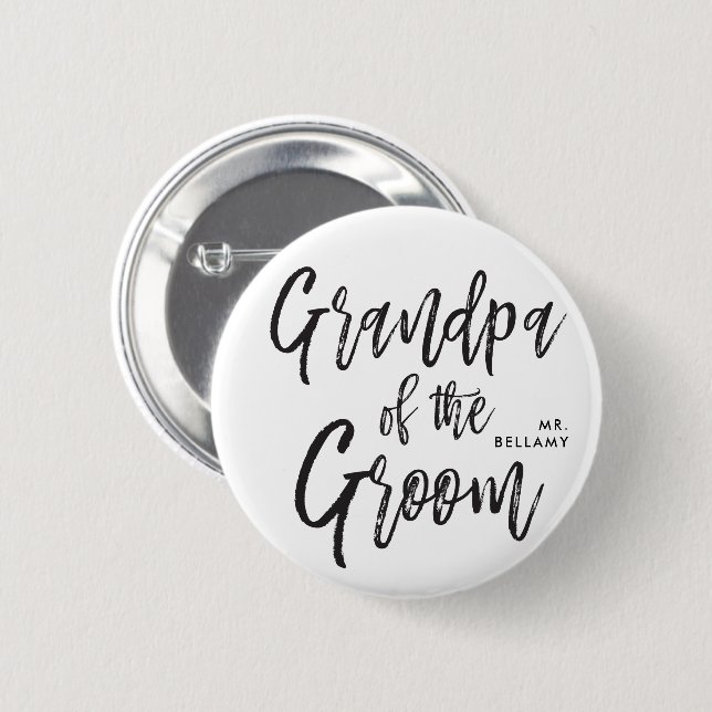 Grandpa of the Groom | Script Wedding 2 Inch Round Button (Front & Back)