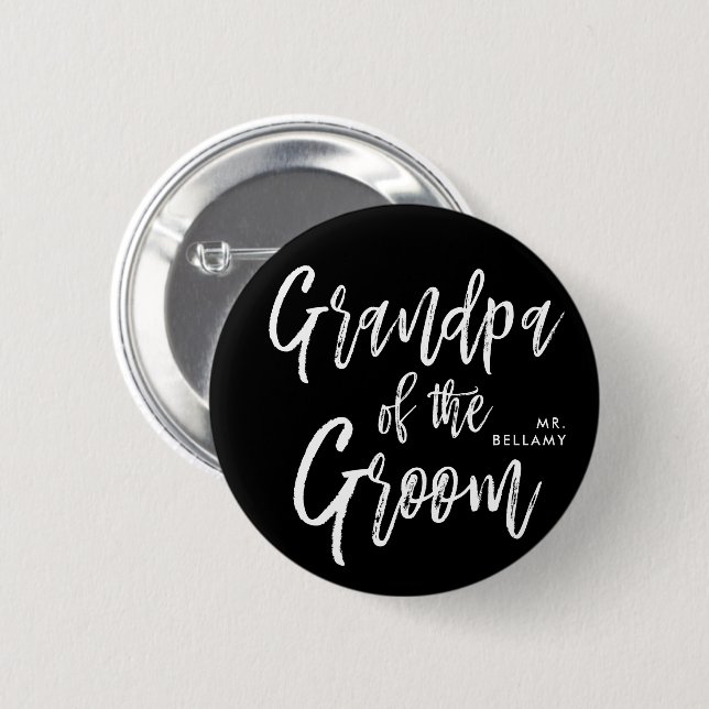 Grandpa of the Groom | Script Wedding Day 2 Inch Round Button (Front & Back)