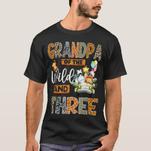 Grandpa Of The Wild And Three 3rd Birthday Boy Saf T-Shirt