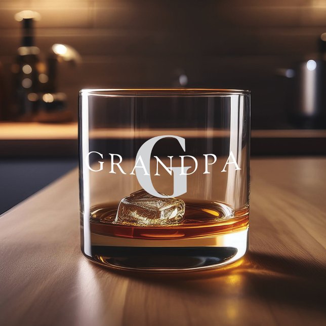 Grandpa Personalized Name Monogram Whiskey Glass (Creator Uploaded)
