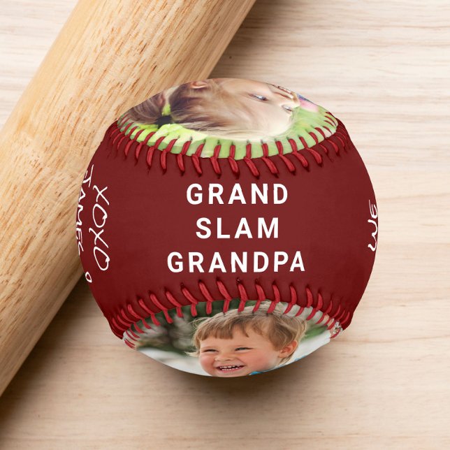 Grandpa Personalized Photos Red Baseball (Creator Uploaded)