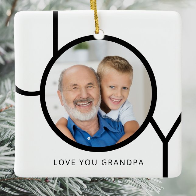 Grandpa Photo Christmas Ceramic Ornament (Creator Uploaded)