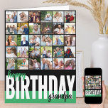 Grandpa Photo Collage 31 Picture Happy Birthday Card<br><div class="desc">Create your own big happy birthday card. The photo template is ready for you to add 31 of your favourite pictures, 30 of which are displayed in square / instagram format in a simple grid style photo collage and the main one is in frameworthy portrait format on the inside. The...</div>