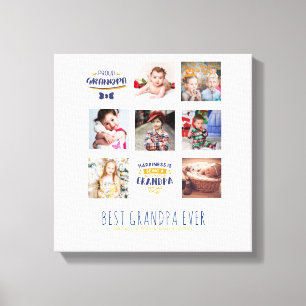 GRANDPA PHOTO COLLAGE GIFT Proud Papa Pops Gramps Canvas Print